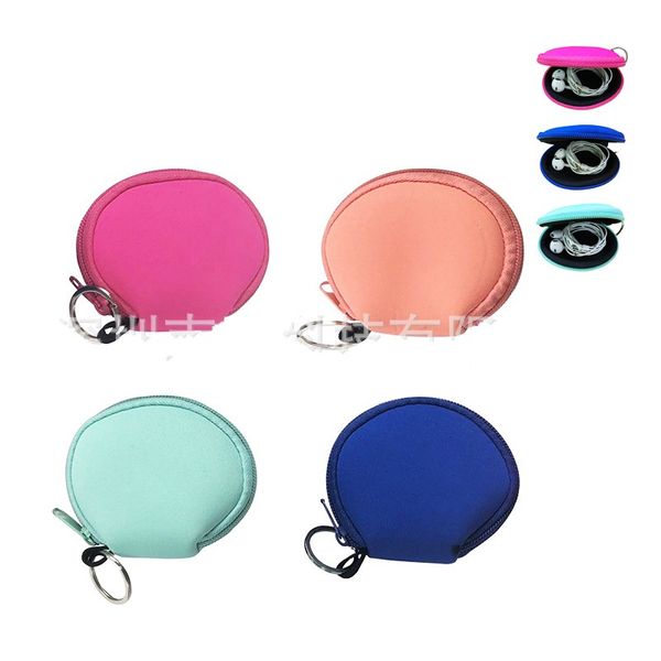 

female coin purse phreatic material neoprene men women fashion pure color earphone face mask bag key pouch 2 5ny j2