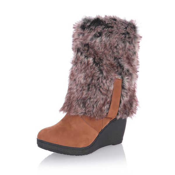 

new wedges high warm boots black 3 ways wear suede knee-high women snow size 34-43, Black;brown