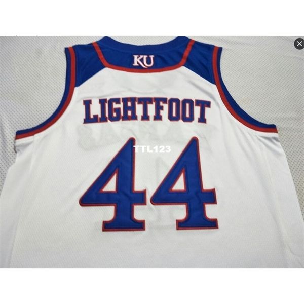 

vintage rare blue men kansas jayhawks mitch lightfoot #44 college real embroidery jersey size s-4xl or custom any name or number jersey, Black
