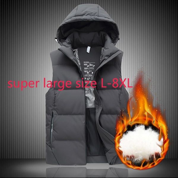

new fashion suepr large autumn winter style men hooded down vest thickening casual sleeveless thick plus size lxl2xl3xl-7xl 8xl, Black
