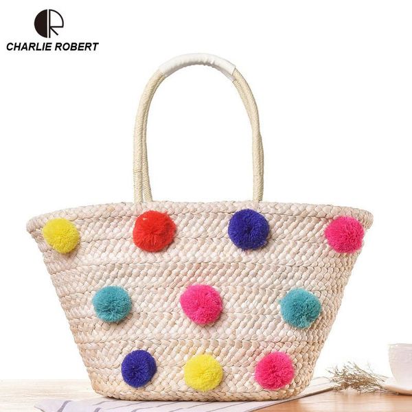 

2020 straw bags women new summer rattan casual tote handmade woven hollow out handle bags beach bohemia bali box