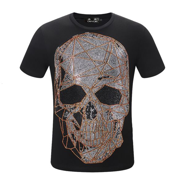 

pp bag designer shirt men summer new fashion skull print vintgae 100% cotton tshirt breathable tees g52k, White;black