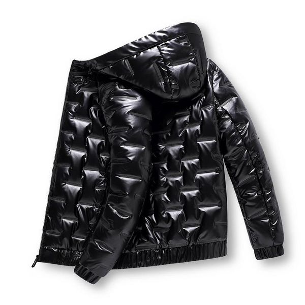 

winter warm cotton padded clothes men hooded coat bright face waterproof south korea fashion 471270, Black
