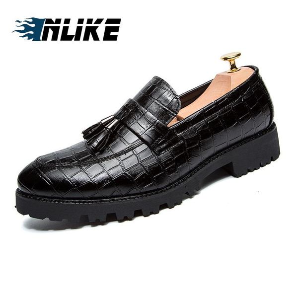 

leather dress shoes for men metal pointed toe wedding slip on casual oxford shoe men dress shoes, Black