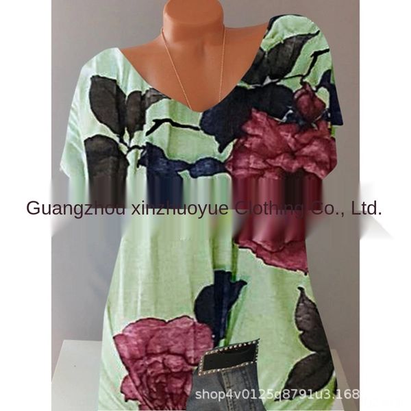

new 2020 summer women's printed v-neck coatshort sleeve new 2020 summer women's printed v-neck coatshort sleeve ss8j8, White