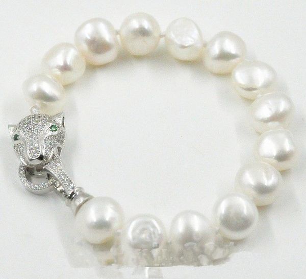 

new natural 10-11mm white gray baroque irregular pearl bracelet 8, Black