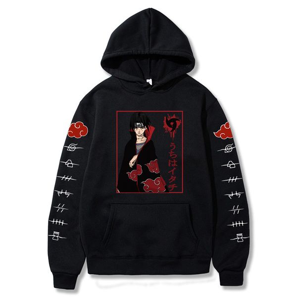 

2020 anime naruto winter hoodies fleece warm hoodie uchiha sweatshirt clothes y0111, Black