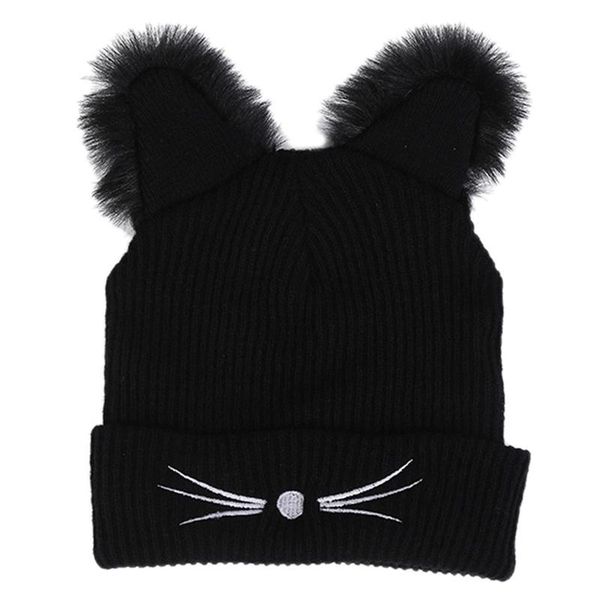 

beanie/skull caps cat ears women hat knitted acrylic warm winter beanie crochet fur, Blue;gray