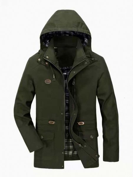 

men patch detail zip up snap button drawstring hooded jacket t2tl#, Black;brown