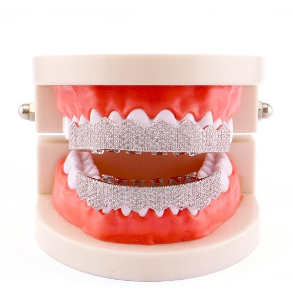 

2020 inlaid zircon two-color electroplating hip hop coat and bottom teeth grille fashion christmas gift hip-hop sqccgi new_dhbest, Black