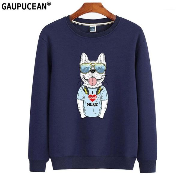 

quality 84.9% cotton 15.1% polyester terry anti-pilling gog printed navy blue grey o-neck casual long sleeve men sweatshirt1, Black