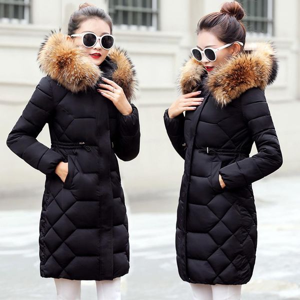 

women's down & parkas real fur collar parka womens jacket 2021 winter women thick coat lady clothing feparkas warm female outerwear, Black