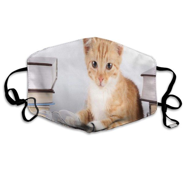 

animals cats reading book washeable reusable mouth mask cotton anti dust half face mouth mask for men women dustproof with adjustable ear lo