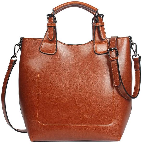 

fashion women shoulder bag 100% genuine leather classic bucket handbag lady casual tote purse charm bags female