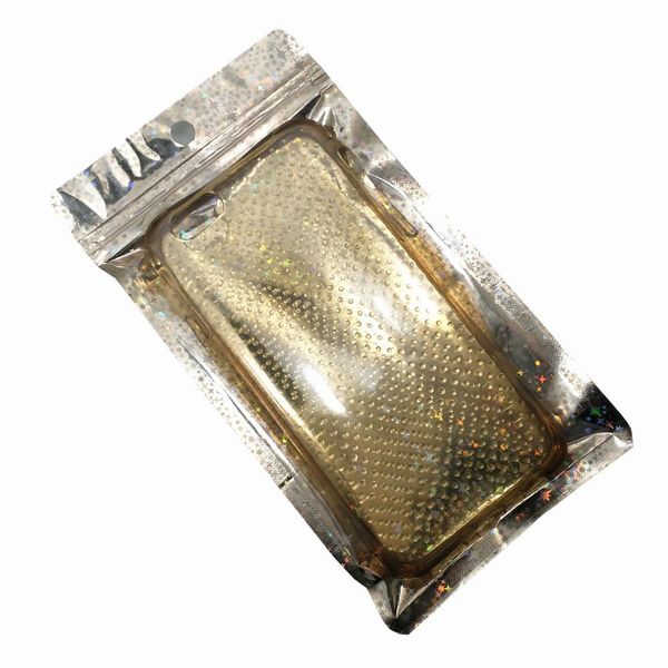 

100pcs clear gold glittery aluminum foil zip lock packaging bags with hang hole retail candy nuts storage zipper mylar pouches h bbykzu