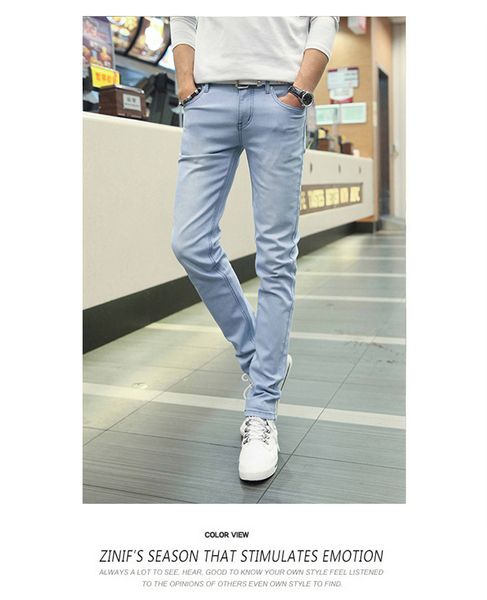 

light blue jeans мужской ноги tide хань издание развивайте one's мораль брюки брюки мальчики молодые студенты популярные логотип