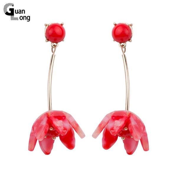 

dangle & chandelier guanlong trendy flower acetic acid acrylic long big drop earring for women metal dangling acetate resin earrings gifts j, Silver