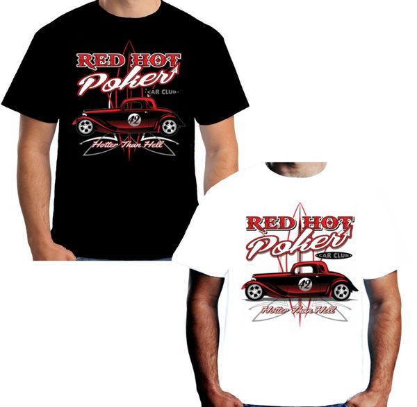 

2019 100% cotton mens red poker t-shirt rat rod 3 window v8 tee shirt sport hooded sweatshirt hoodie