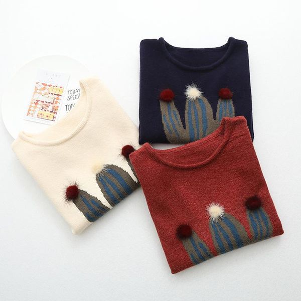 

new autumn and winter sweater vest japanese small fresh and childlike cactus embroidery wild sleeveless sweater vest, White;black