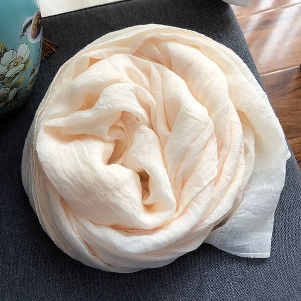 

white beige korean women's autumn and winter versatile solid color literary long cotton linen shawl silk scarf, Blue;gray