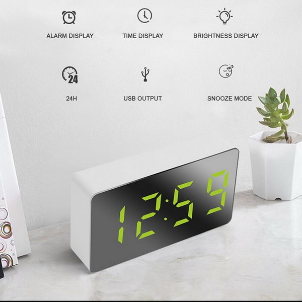 

multi function mirror led, digital alarm delay and display time, lcd night light, desk usb 5v / no battery, home decoration