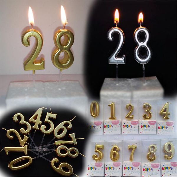 

birthday number candle gold/silver candle cake cupcake er party birthday cake party decoration supply(0-9)
