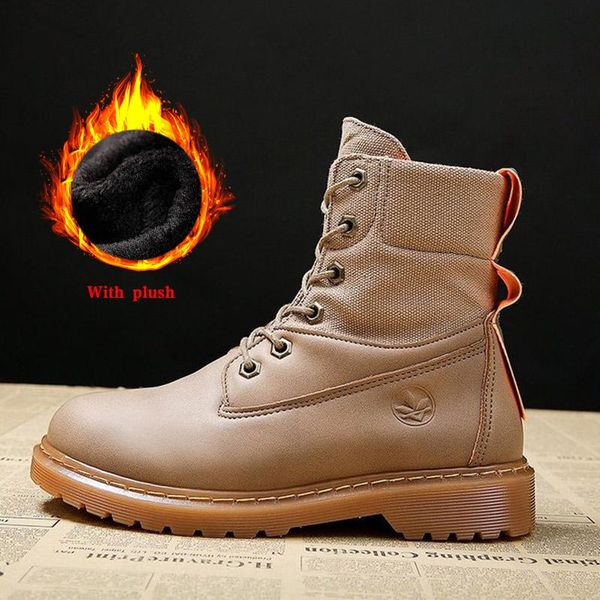 

women plush warm snow boots ladies lace up pu leather sewing ankle boots female cone heels fashion shoes woman footwear, Black