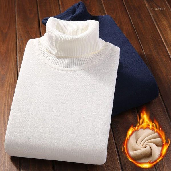 

men's sweaters 2021 fahsion men autumn winter turtleneck thick male casual solid color warm slim knitted pullovers d2411, White;black