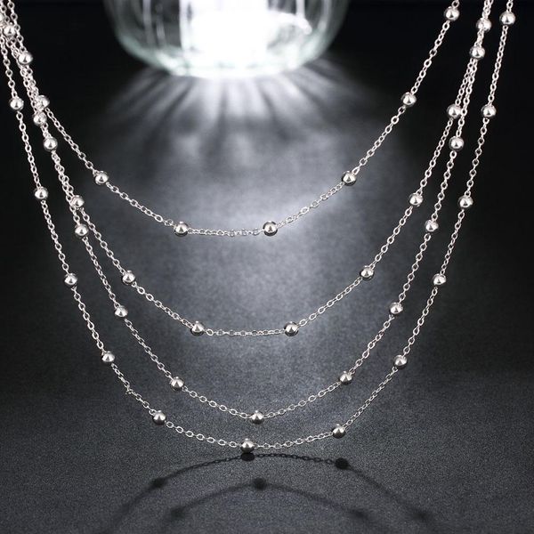 

wholesale silver color jewelry european style popular women lady cute charms beads chain necklace fashion valentine's day gift h bbynzn