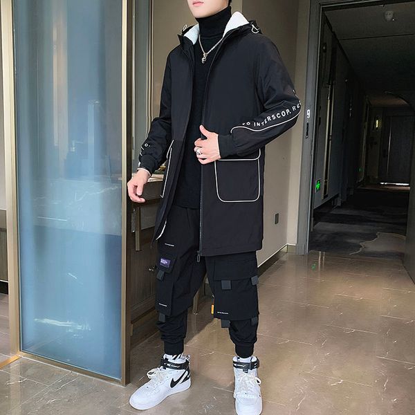 

2021 new inverno a nova listagem moda masculina engrossado jaqueta capuz e pelcia calor coreano algodo vermelho frete uto1, Black