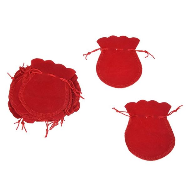 

20 red velvet oval ring earrings wedding present gift favor bag pouch, Pink;blue