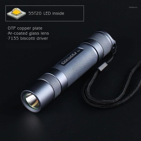 

flashlights torches gray convoy s2+ with luminus sst20,dtp plate,ar-coated glass lens,7135 biscotti firmware1