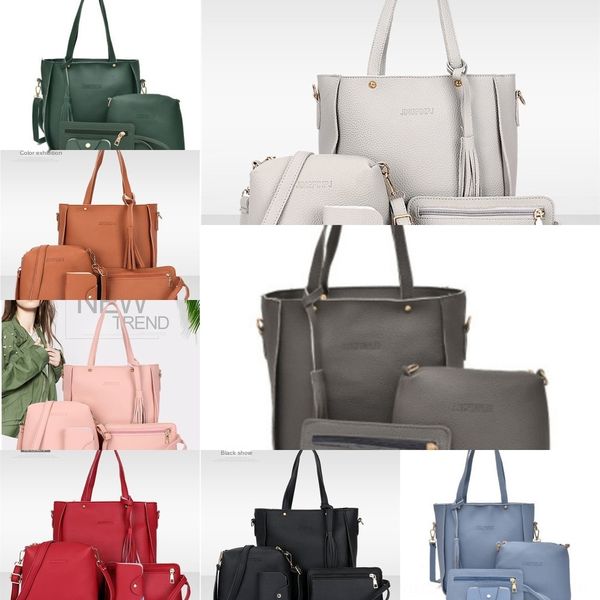 

women's 2020 new fashion fashion litchi pattern four piece cover mother tassel cross arm four-piece bag shoulder bagsingle shoulder por