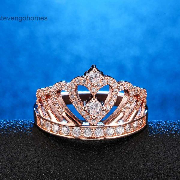

hand zircon creative fashion decoration crown silver ring for women