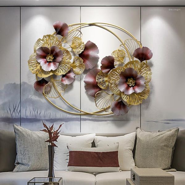 

new chinese style ginkgo leaf wall decoration metal living room sofa background wrought iron creative l haning1