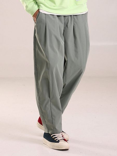 

men solid slant pocket wide leg pants 73vu#, Black