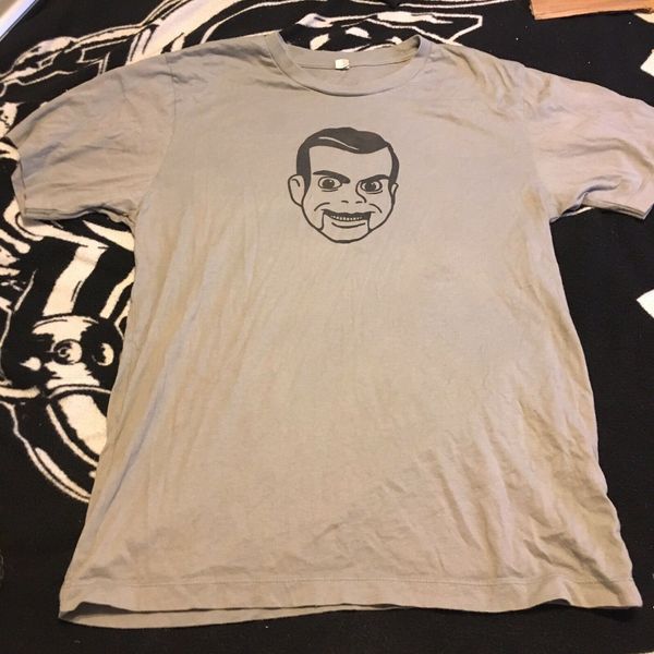 

goosebumps slappy the dummy gray men's size medium crew haunted halloween short sleeve s hoodie designers t shirts sweatshirt