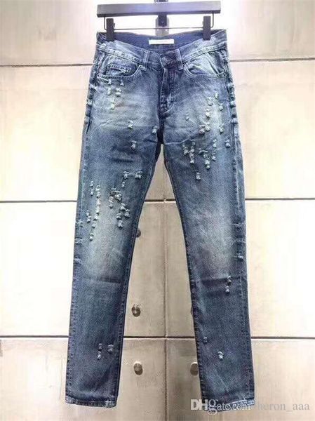 

new arrival designer mens jeans ripped color bag patch vintage style hole fashion mens jeans slim biker causal mens hip hop pants 28-36, Blue