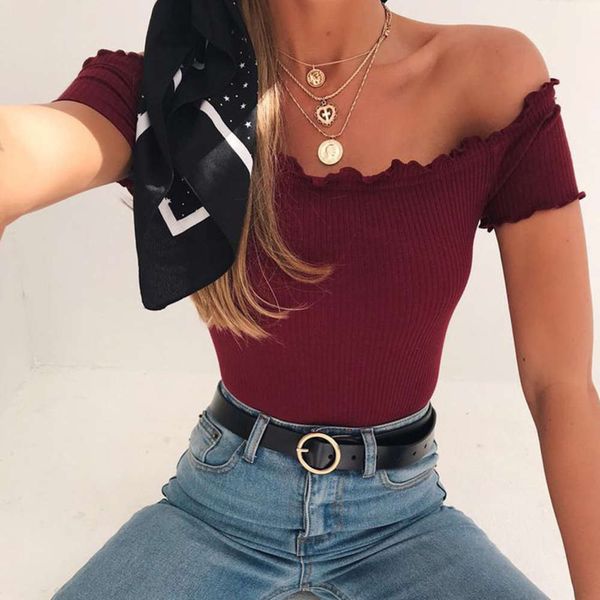 

2021 new straight shoulder solid ruffled one-piece women's summer, White