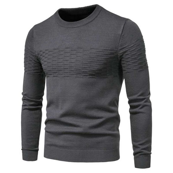 Uomo Winer Casual Solido lana spessa Maglione di cotone Pullover Alta elasticità Moda Slim Fit O-Collo 211228