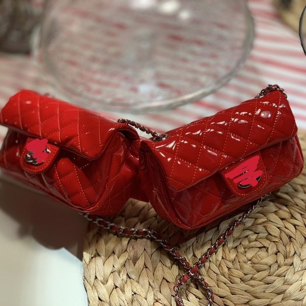 

genuine leather small fragrance antique vintage twin messenger waist bag