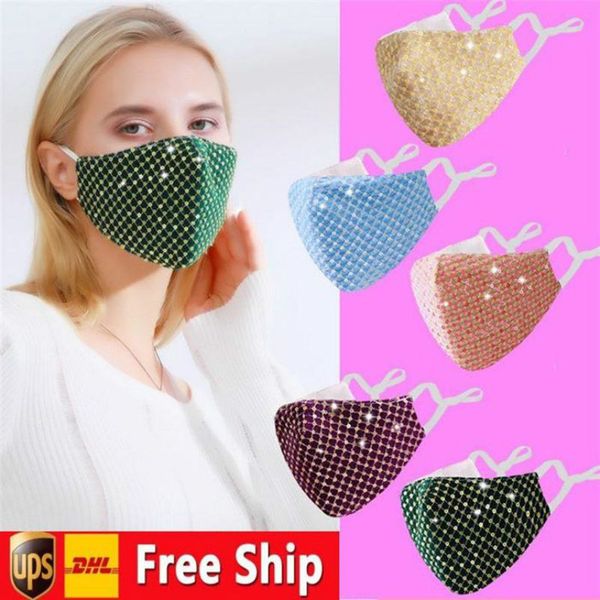 

designed sequined party face masks for adults adjustable earloop anti dust windproof cloth mask can put pm2.5 filters fy0114