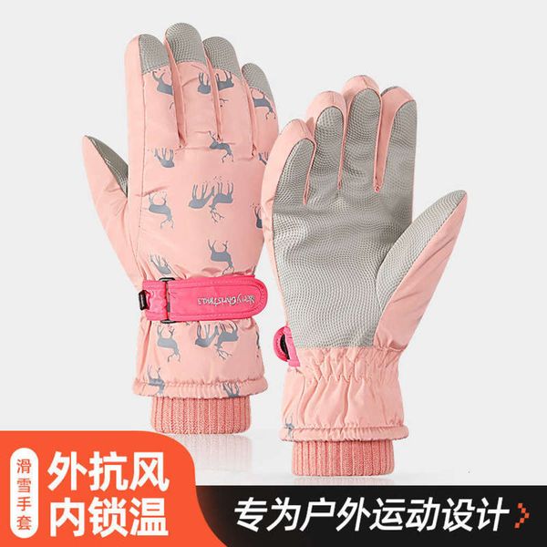 

outdoor women' winter sports ski gloves waterproof windproof plush warm electric bicycle riding gloves, Blue;gray