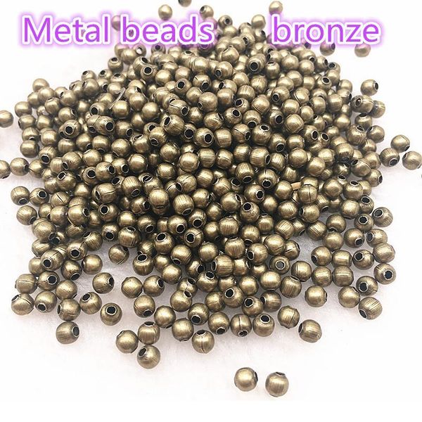 

new m 4mm gold/silver/bronze/silver tone metal beads smooth ball spacer beads for jewelry making diy jewelry qylbhd