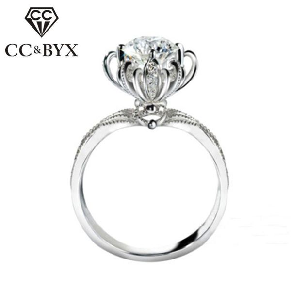 

cluster rings silver for women wishing fountain original design baroque style bridal wedding jewelry engagement drop 747, Golden;silver