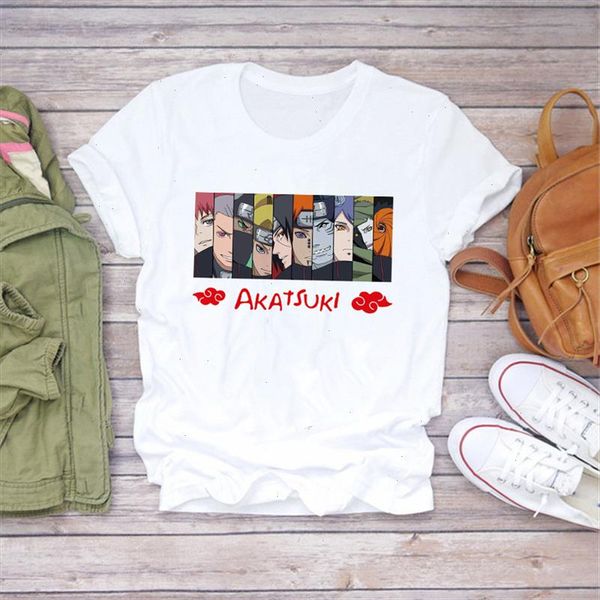 

new fashion women short sleeve t shirt cool hip hop harajuku naruto uchiha sasuke itachi print girls tee streetwear, White