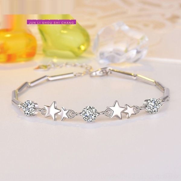 

bdnzu 925 head jewelry pure female korean creative pentastar 925 pure head jewelry silver pentastar bracelet korean creative crystal silver, Golden;silver
