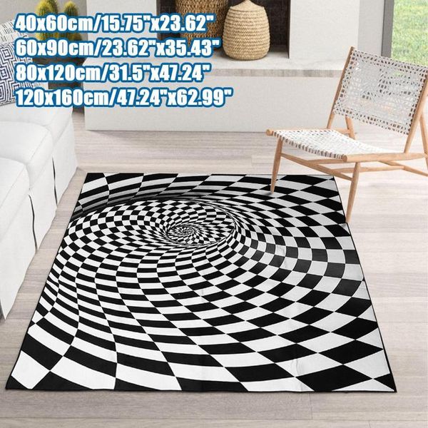 

carpets 3d bottomless hole area rug anti-skid carpet soft home living room floor mat 4 size black&white stereo vision