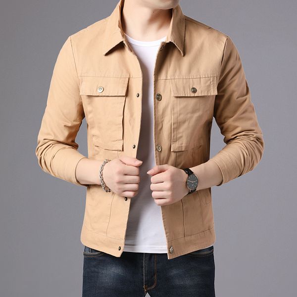 

work jacket korean version leisure spring autumn trend middle-aged and young handsome loose lapel thin men's coat, Black;brown