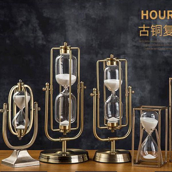 15min Square Frame Simple Hourglass Metal Rotating Hour Glass Office Desktop Decor Kitchen Timer Yoga Sand Clock Xmas Gift Timer 201125